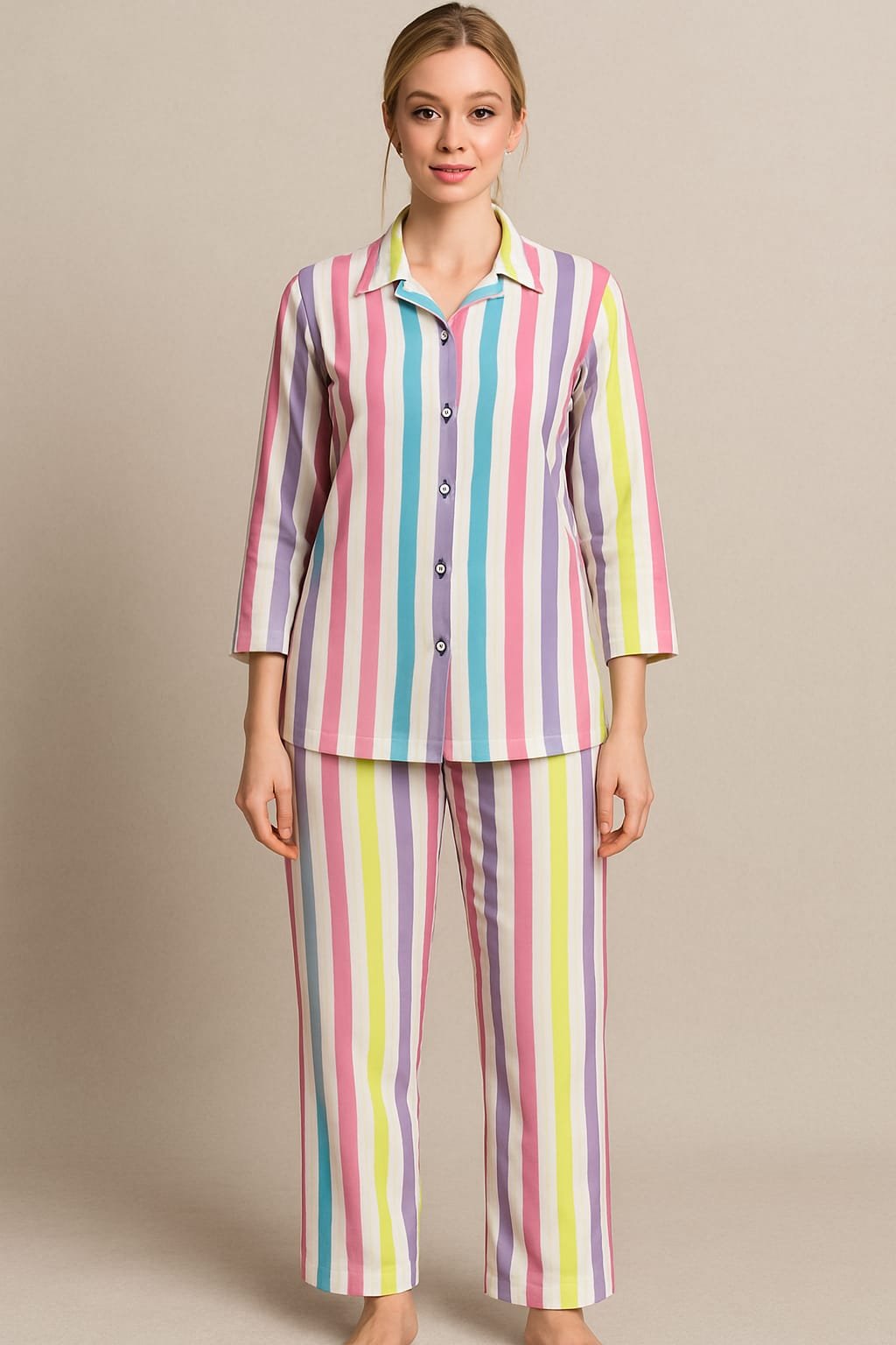 Home girls cotton printed nightwear coat set | lightweight sleepwear suit for kids & teens (2–15 years)