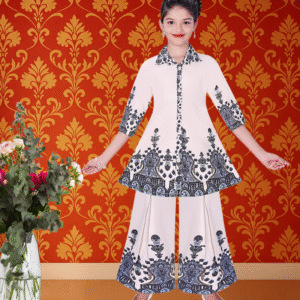 Home fancy girls co ords set | stylish top & palazzo dress for girls